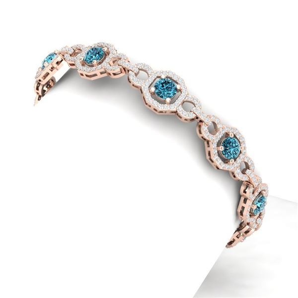 12 ctw SI/I Intense Blue Diamond Bracelet 18K Rose Gold - REF-915R2K