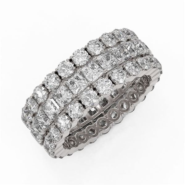 6.48 ctw Princess Cut Diamond Eternity Ring 18K White Gold - REF-487R5K