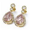 Image 3 : 2.5 ctw Morganite & Diamond Earrings 18K Yellow Gold - REF-142M8G