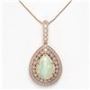 Image 2 : 10.77 ctw Certified Opal & Diamond Victorian Necklace 14K Rose Gold - REF-313M3G