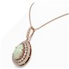 Image 3 : 10.77 ctw Certified Opal & Diamond Victorian Necklace 14K Rose Gold - REF-313M3G