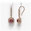 Image 2 : 5.1 ctw Certified Ruby & Diamond Victorian Earrings 14K Rose Gold - REF-172G8W