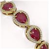 Image 3 : 21.69 ctw Ruby & Diamond Micro Pave Halo Bracelet 10k Yellow Gold - REF-336W4H