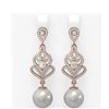 Image 1 : 1.91 ctw Diamond & Pearl Earrings 18K Rose Gold - REF-230N2F