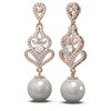 Image 2 : 1.91 ctw Diamond & Pearl Earrings 18K Rose Gold - REF-230N2F