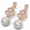 Image 3 : 1.91 ctw Diamond & Pearl Earrings 18K Rose Gold - REF-230N2F