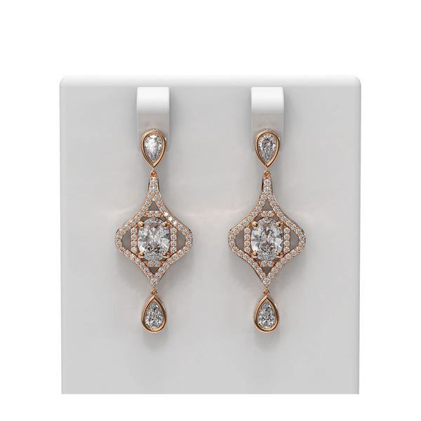 3.82 ctw Oval Diamond Earrings 18K Rose Gold - REF-825A4N