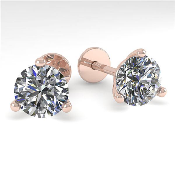 2.01 ctw Certified VS/SI Diamond Stud Earrings Martini 18k Rose Gold - REF-466G4W