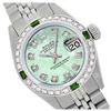 Image 1 : Rolex Men's Stainless Steel, QuickSet, Diam Dial & Diam/Emerald Bezel - REF-521F3M