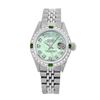 Image 2 : Rolex Men's Stainless Steel, QuickSet, Diam Dial & Diam/Emerald Bezel - REF-521F3M