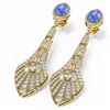 Image 3 : 9.25 ctw Tanzanite & Diamond Earrings 18K Yellow Gold - REF-589K3Y