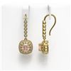 Image 2 : 4.3 ctw Certified Morganite & Diamond Victorian Earrings 14K Yellow Gold - REF-172A8N