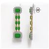 Image 2 : 10.22 ctw Jade & Diamond Earrings 14K Yellow Gold - REF-190H5R