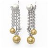Image 3 : 5.76 ctw Diamond Designer Pearl Earrings 18K White Gold - REF-447M5G