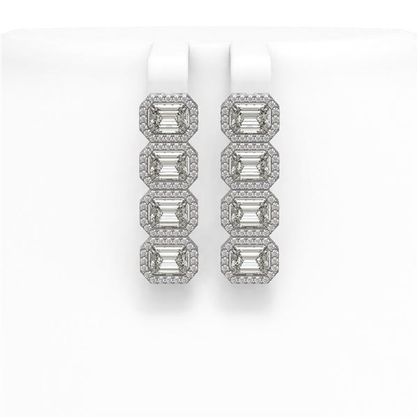 5.92 ctw Emerald Cut Diamond Micro Pave Earrings 18K White Gold - REF-944W8H