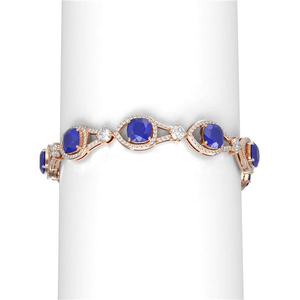 23.95 ctw Sapphire & Diamond Bracelet 18K Rose Gold - REF-890A9N