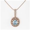Image 2 : 6.81 ctw Aquamarine & Diamond Victorian Necklace 14K Rose Gold - REF-228F2M