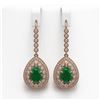Image 1 : 10.15 ctw Certified Emerald & Diamond Victorian Earrings 14K Rose Gold - REF-327M3G