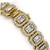 Image 3 : 13.56 ctw Emerald Cut Diamond Micro Pave Bracelet 18K Yellow Gold - REF-1593A8N
