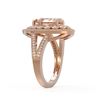 Image 3 : 4.22 ctw Certified Morganite & Diamond Victorian Ring 14K Rose Gold - REF-195H6R