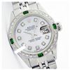Image 1 : Rolex Men's Stainless Steel, QuickSet, Diam Dial & Diam/Emerald Bezel - REF-521H4W