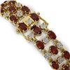 Image 3 : 24.68 ctw Garnet & Diamond Bracelet 10K Yellow Gold - REF-227X3A
