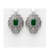 Image 1 : 15.07 ctw Emerald & Diamond Earrings 18K White Gold - REF-521G8W