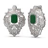Image 2 : 15.07 ctw Emerald & Diamond Earrings 18K White Gold - REF-521G8W