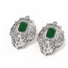 Image 3 : 15.07 ctw Emerald & Diamond Earrings 18K White Gold - REF-521G8W