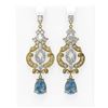 Image 1 : 10.48 ctw Blue Topaz & Diamond Earrings 18K Yellow Gold - REF-818R2K