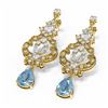 Image 3 : 10.48 ctw Blue Topaz & Diamond Earrings 18K Yellow Gold - REF-818R2K