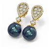 Image 3 : 2.03 ctw Diamond & Pearl Earrings 18K Yellow Gold - REF-219X5A