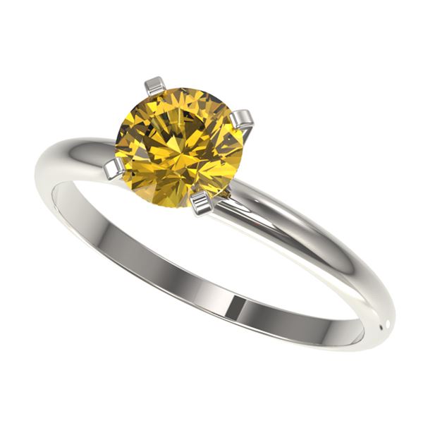 1.01 ctw Certified Intense Yellow Diamond Engagment Ring 10k White Gold - REF-153W4H