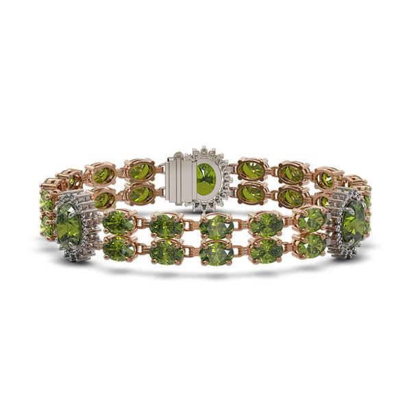 30.69 ctw Tourmaline & Diamond Bracelet 14K Rose Gold - REF-286Y5X