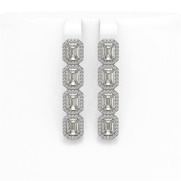6.08 ctw Emerald Cut Diamond Micro Pave Earrings 18K White Gold - REF-977Y2X