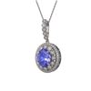 Image 1 : 7.01 ctw Tanzanite & Diamond Victorian Necklace 14K White Gold - REF-298K5Y