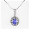 Image 2 : 7.01 ctw Tanzanite & Diamond Victorian Necklace 14K White Gold - REF-298K5Y