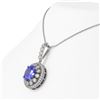 Image 3 : 7.01 ctw Tanzanite & Diamond Victorian Necklace 14K White Gold - REF-298K5Y