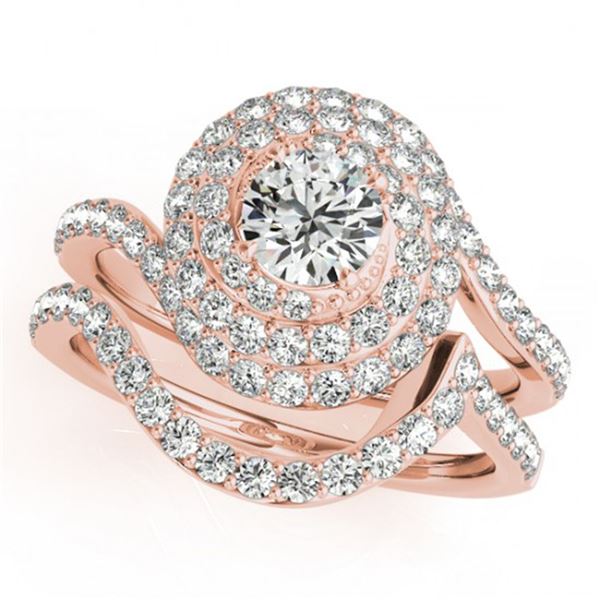 1.67 ctw Certified VS/SI Diamond 2pc Wedding Set Halo 14k Rose Gold - REF-150R2K