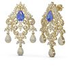 Image 2 : 14.15 ctw Tanzanite & Diamond Earrings 18K Yellow Gold - REF-889R3K