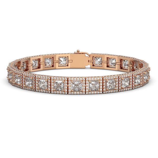 18.24 ctw Princess Cut Diamond Micro Pave Bracelet 18K Rose Gold - REF-2522Y8X