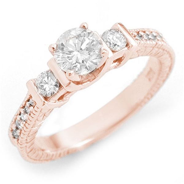 1.0 ctw Certified VS/SI Diamond Ring 14k Rose Gold - REF-150F4M