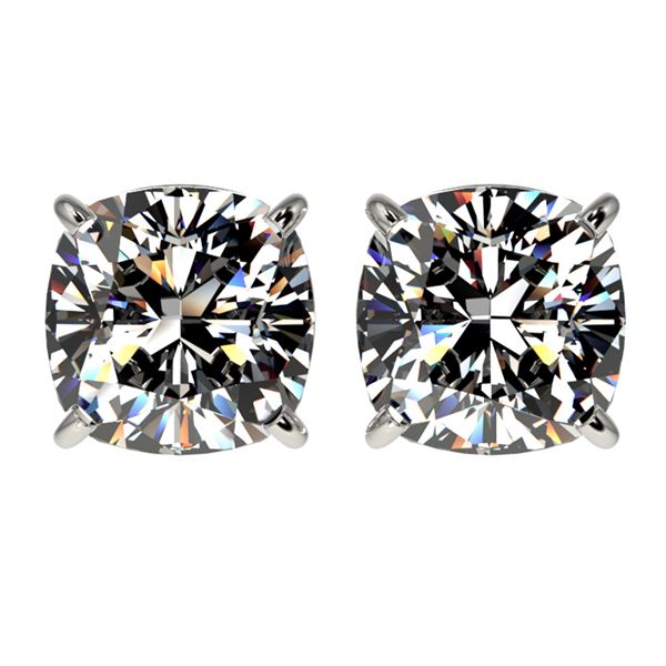 2.50 ctw VS/SI Quality Cushion Diamond Stud Earrings 10k White Gold - REF-601K4Y