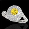 Image 1 : 2.11 ctw Certified SI/I Fancy Intense Yellow Diamond Ring 10k White Gold - REF-259K3Y