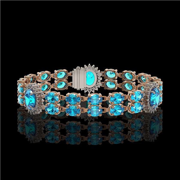 19.3 ctw Swiss Topaz & Diamond Bracelet 14K Rose Gold - REF-254A5N