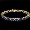 Image 2 : 23.5 ctw Sapphire & VS/SI Diamond Eternity Bracelet 10k Yellow Gold - REF-143G6W