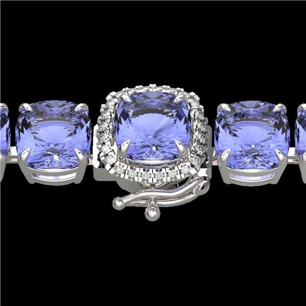 40 ctw Tanzanite & Micro Pave Diamond Bracelet 14k White Gold - REF-618A2N