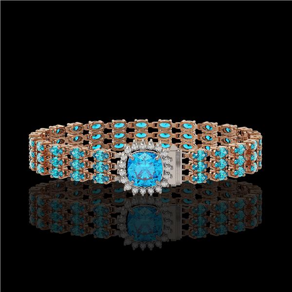 29.89 ctw Swiss Topaz & Diamond Bracelet 14K Rose Gold - REF-281H8R