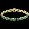 Image 2 : 37 ctw Emerald & VS/SI Diamond Micro Pave Bracelet 14k Yellow Gold - REF-327X3A