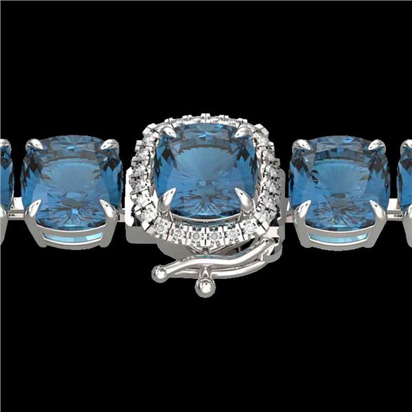 35 ctw London Blue Topaz & Micro VS/SI Diamond Bracelet 14k White Gold - REF-169K3Y